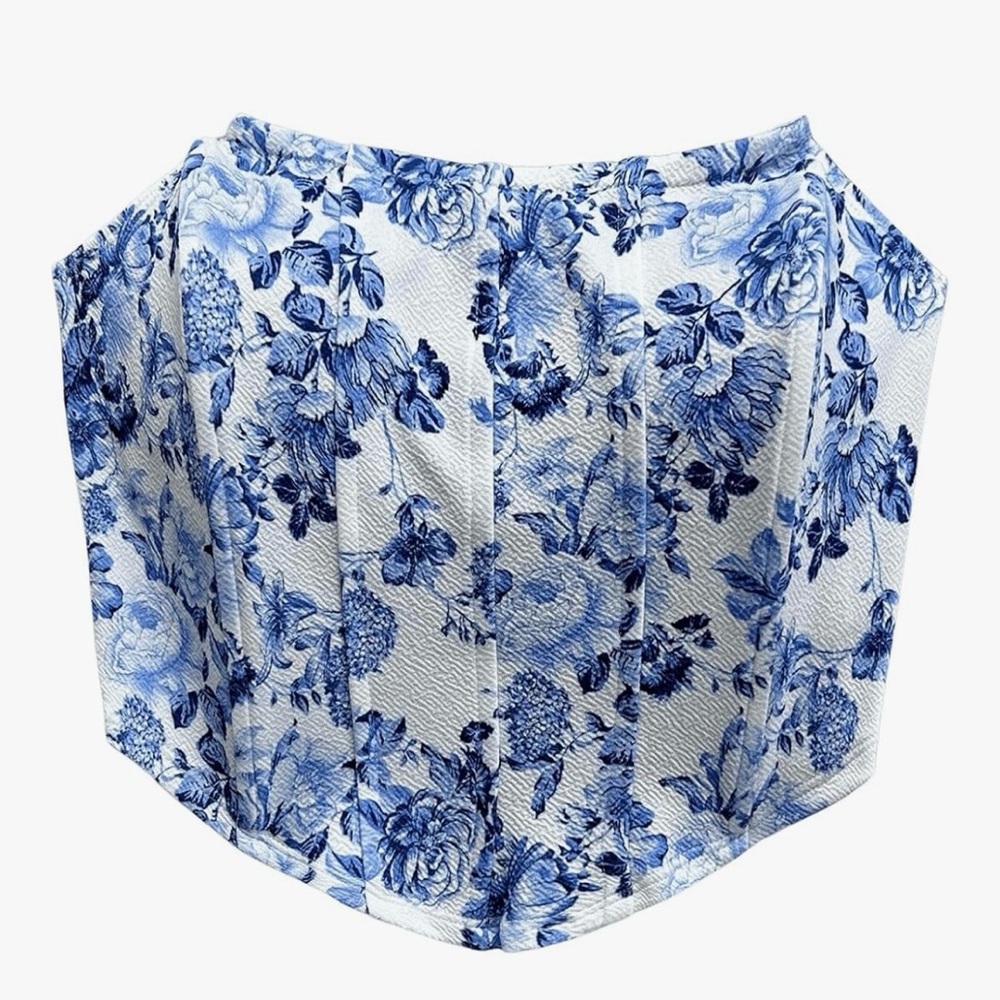 Blue Floral Corset Top (Amazon Resell)